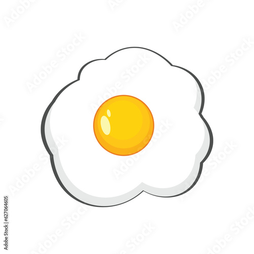 Fried egg vector illustration, cartoon fried egg