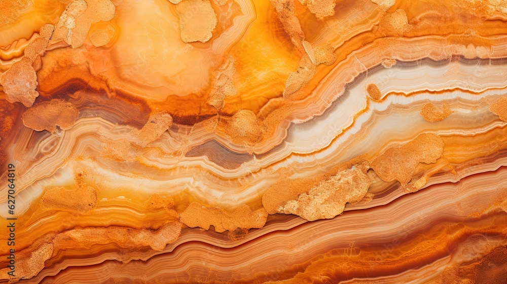 Generative AI, natural volcanic agate stones close-up light orange, apricot crush and golden texture. Wallpaper background, quartz marble, decorative rock pattern.. Generative AI, natural volcanic agate stones close-up light orange, apricot crush and golden texture. Wallpaper background, quartz marble, decorative rock pattern..