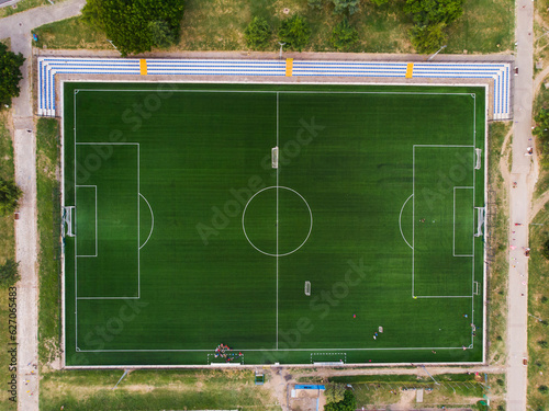 An aerial view of the football field