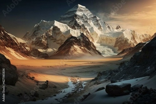 Stunning, grandiose Everest landscape. Generative AI