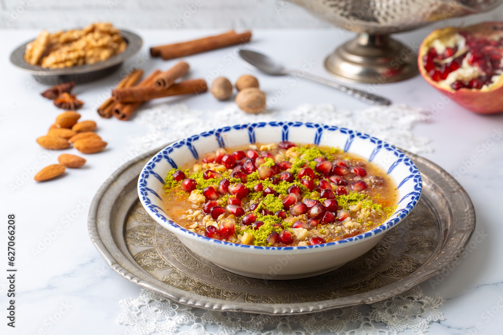 Traditional delicious Turkish dessert; Ashura (Asure) Traditional delicious Turkish dessert; Ashura (Asure)