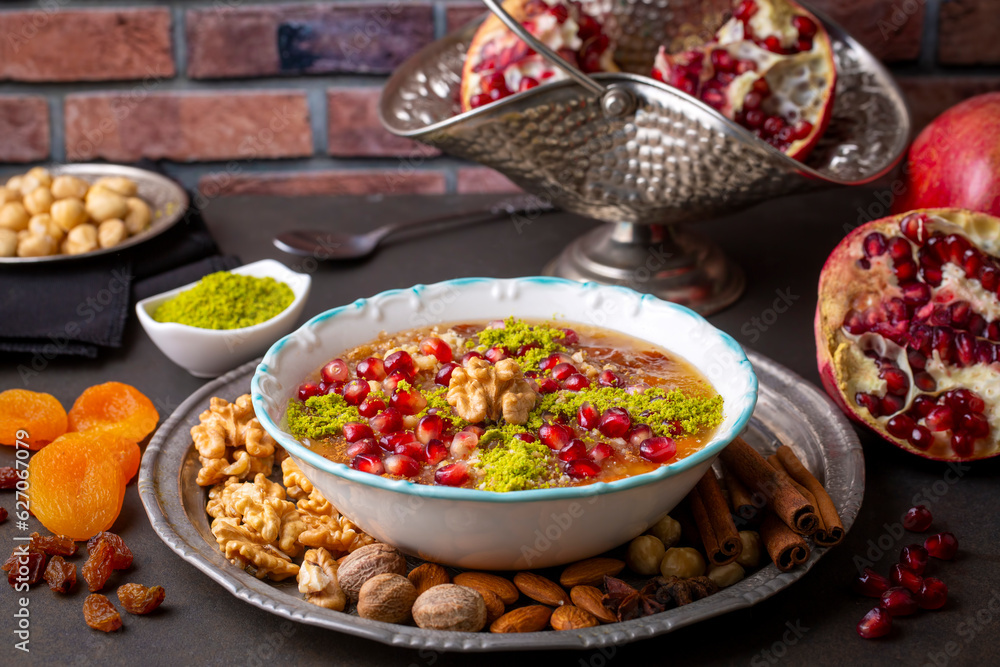 Traditional delicious Turkish dessert; Ashura (Asure) Traditional delicious Turkish dessert; Ashura (Asure)