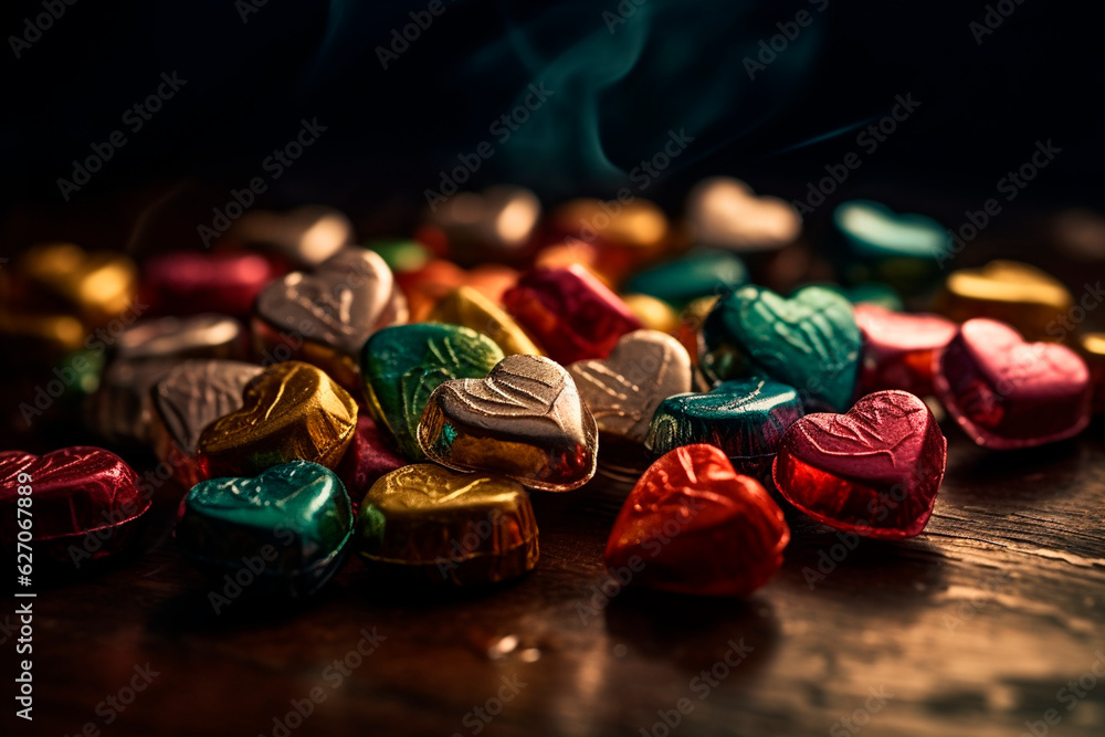 Sweets in the shape of a heart on the table. Generative AI Sweets in the shape of a heart on the table. Generative AI