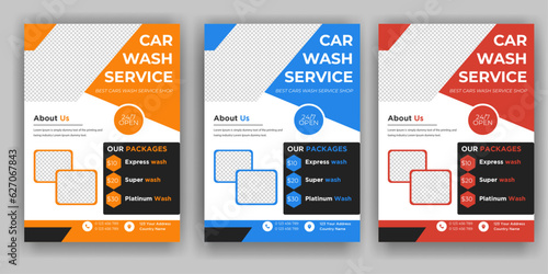 Creative Car Wash Flyer set, Abstract design carwash flyer bundle, Car Detailing, Auto Detailing Flyer, Car Wash poster templates