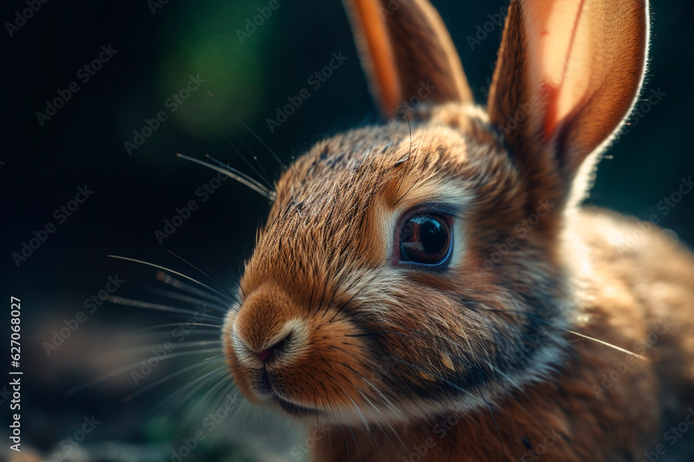 Cute bunny up close. Generative AI