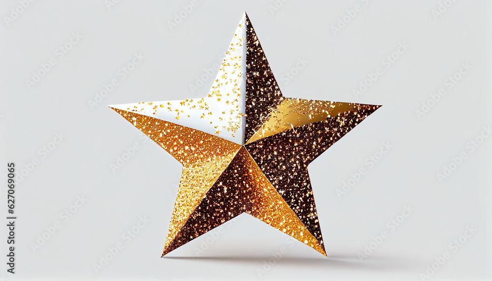 Golden Star flashed with sparkles isolated on white background Golden Star flashed with sparkles isolated on white background