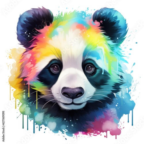 panda portrait in watercolor style, on a white background. 