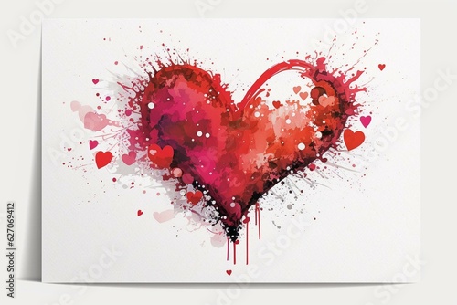 Valentine s day postcard with heart shape on white background. Generative AI