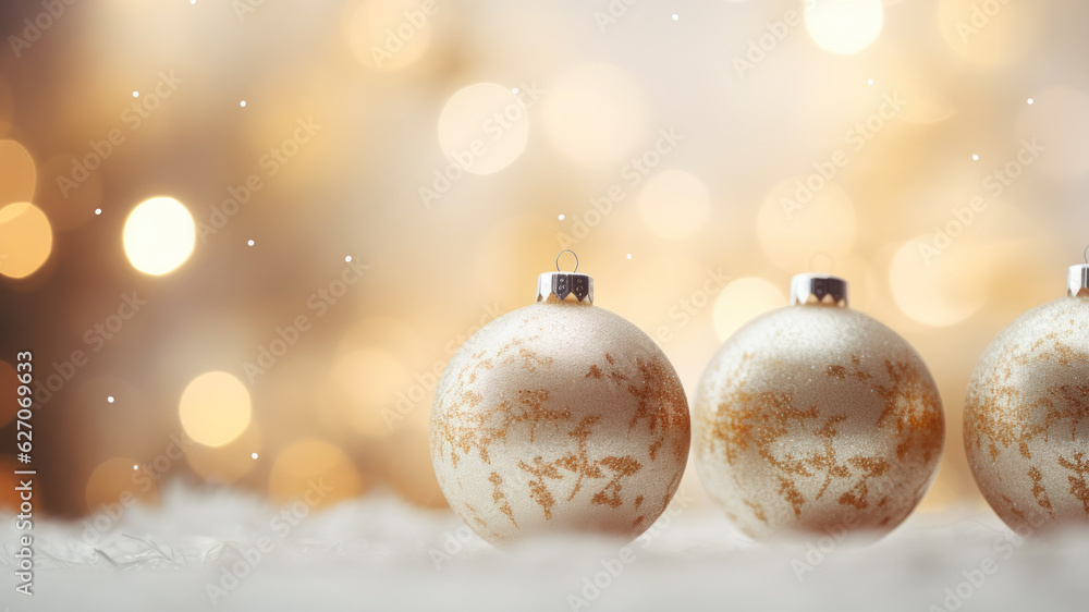 Decorative christmas baubles against bokeh background. Selective focus and shallow depth of field. Bokeh background. Decorative christmas baubles against bokeh background. Selective focus and shallow depth of field. Bokeh background.