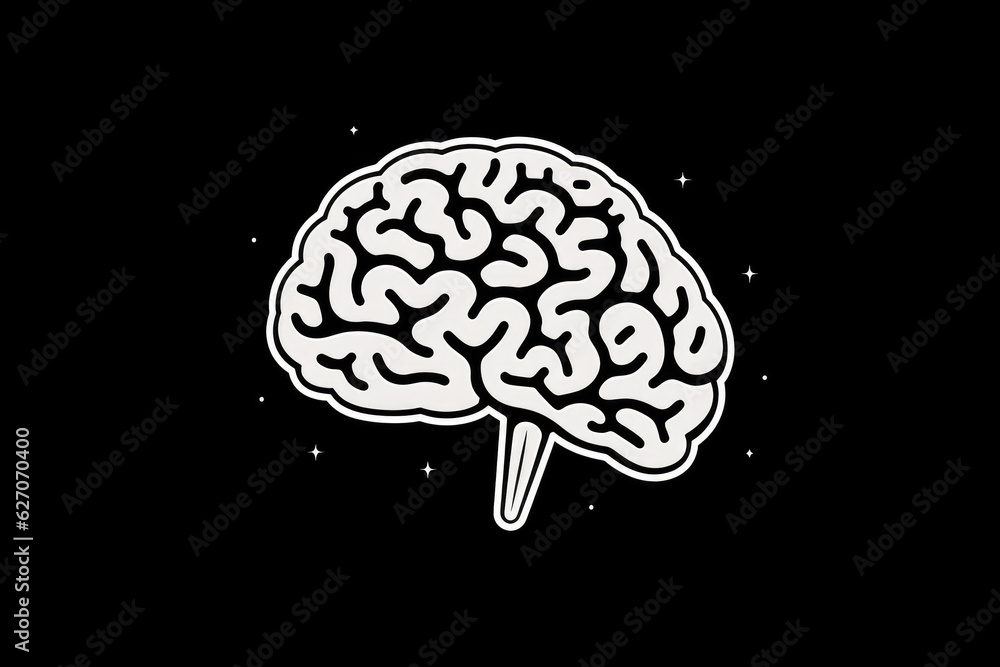 A white brain on a black background A white brain on a black background