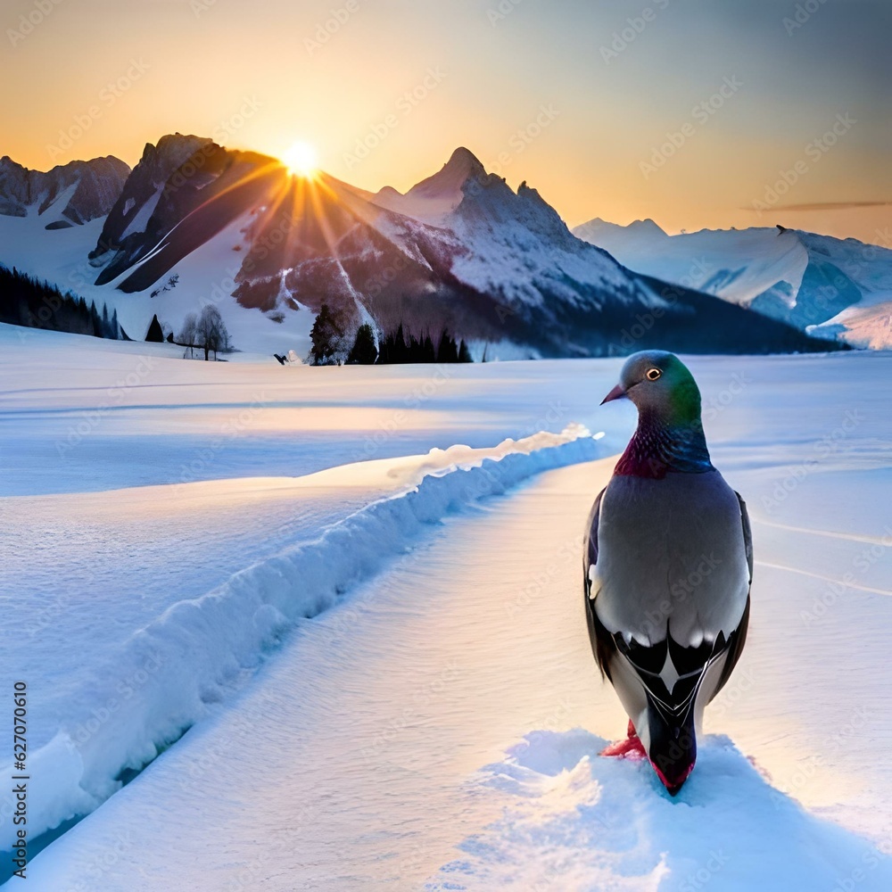Fotografie landscape with mountains and snow