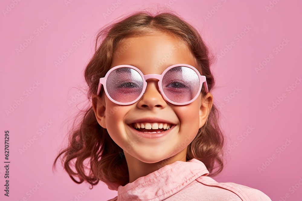 girl in sunglasses on a pink background girl in sunglasses on a pink background