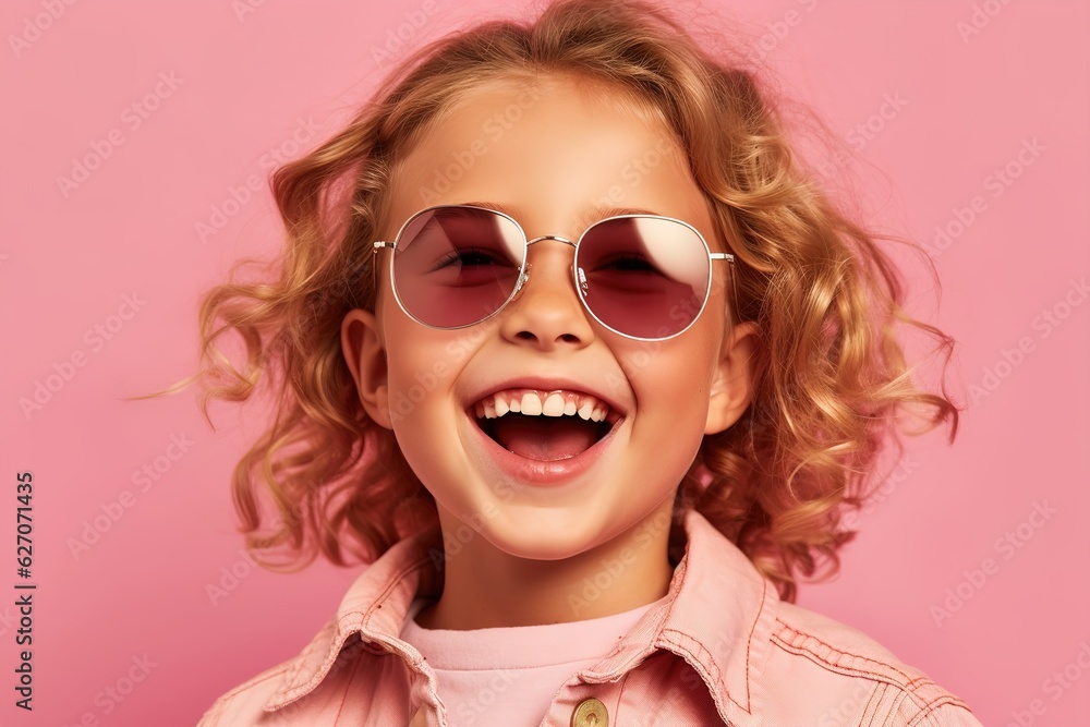 smiling pretty girl in sunglasses on a pink background smiling pretty girl in sunglasses on a pink background