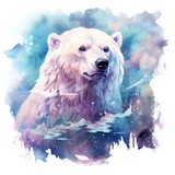 polar bear in a watercolor style on a white background. Generative AI