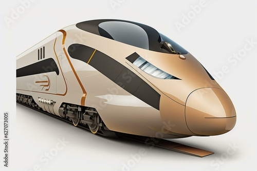 Futuristic high-speed train on transparent background. Generative AI