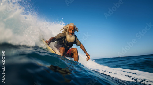 Older Jamaican man surfing © Impete