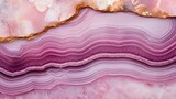 Generative AI, natural volcanic agate stones close-up light pink magenta and golden texture. Wallpaper background, quartz marble, decorative rock pattern.