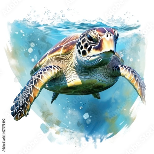 turtle in a watercolor style on a white background. Generative AI 