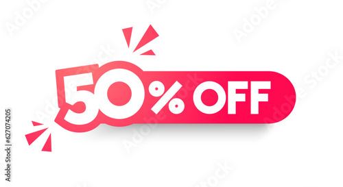Rounded Business Label With Text 50 Percent Off