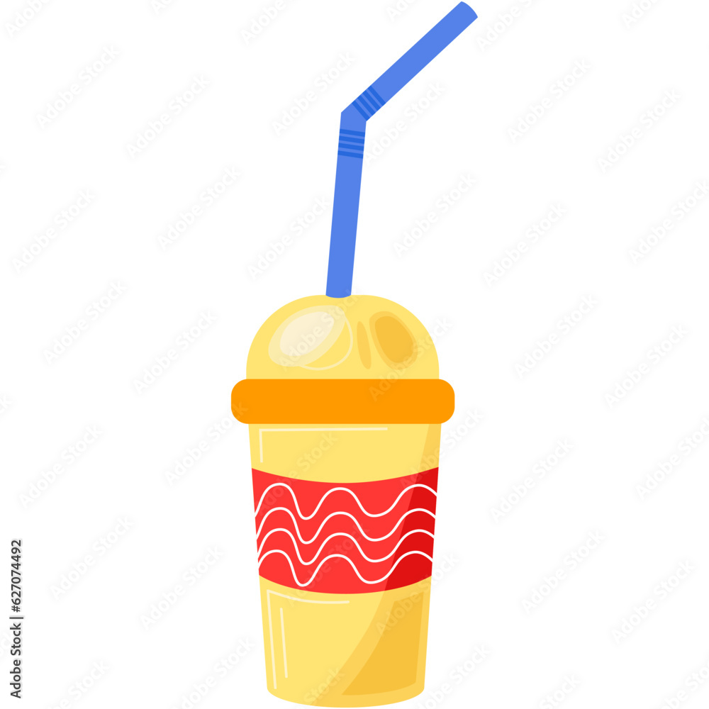 Cup with straw vector soda drink or coffee icon Cup with straw vector soda drink or coffee icon