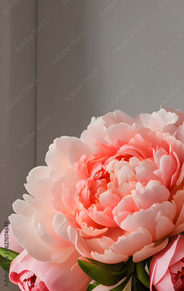 Generative AI pink peony flowers in close-up Generative AI pink peony flowers in close-up