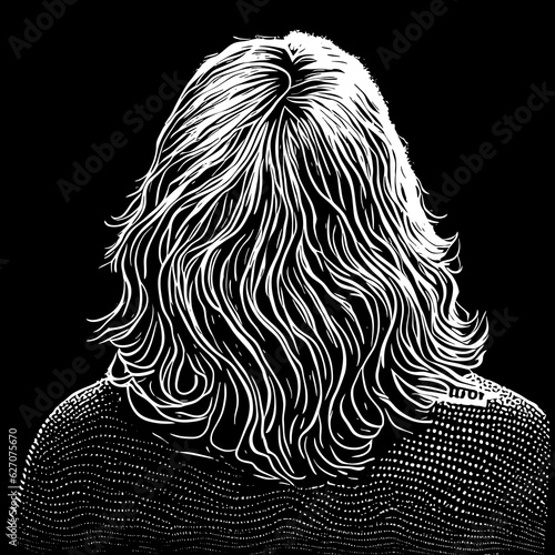 long hair, back view