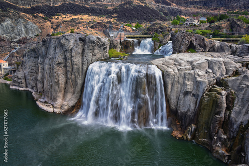 Shoshone Falls on the Snake River as viewed from the hiking trail. Twin Falls by Pillar Falls by Milner Dam Idaho. USA