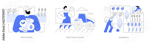 Soil degradation protection abstract concept vector illustrations.