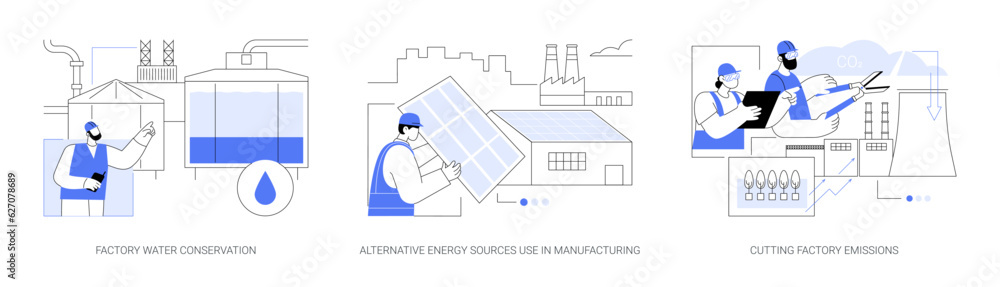 Sustainable factory abstract concept vector illustrations. Sustainable factory abstract concept vector illustrations.