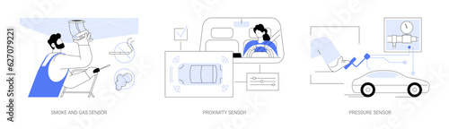 Sensor applications abstract concept vector illustrations.