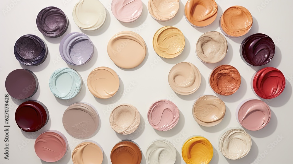 a group of different colors of paint arranged in a circle. generative ai a group of different colors of paint arranged in a circle. generative ai