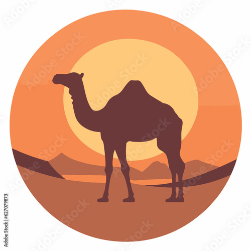 Camal in cartoon, doodle style. 2d cut illustration in icon, logo style.  © Iryna