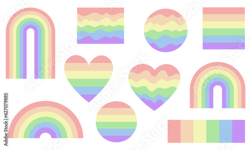 Pastel colors lgbtq+ rainbow sticker pack set