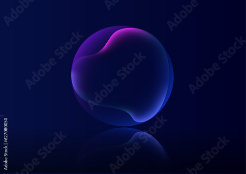 Gradient neon color sphere. Round holographic gradients. Glowing bright liquid gradient shape. Curved line for banner and flyer, social media. Vector twirl.