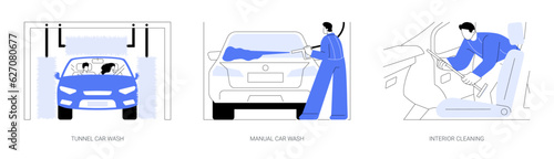Car wash services abstract concept vector illustrations.