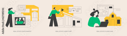 Real estate listing services abstract concept vector illustrations.