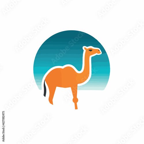 Camal in cartoon  doodle style. 2d cut illustration in icon  logo style. 