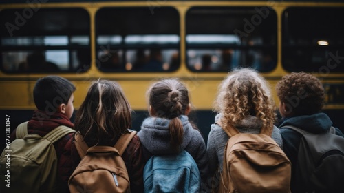 Children waiting for a school bus
