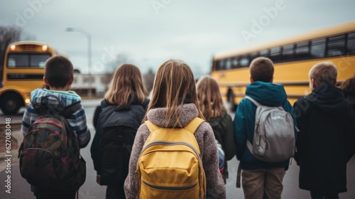 Children getting back to school on a bus