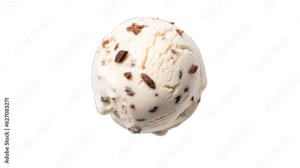 Ice cream ball with chocolate isolated on transparent background Ice cream ball with chocolate isolated on transparent background
