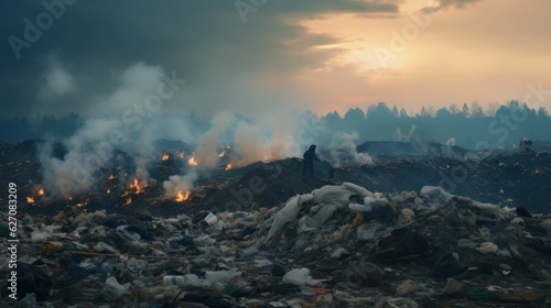 Garbage pile in a trash dump or landfill. Pollution illustration