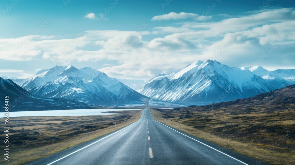road to the snowy mountains