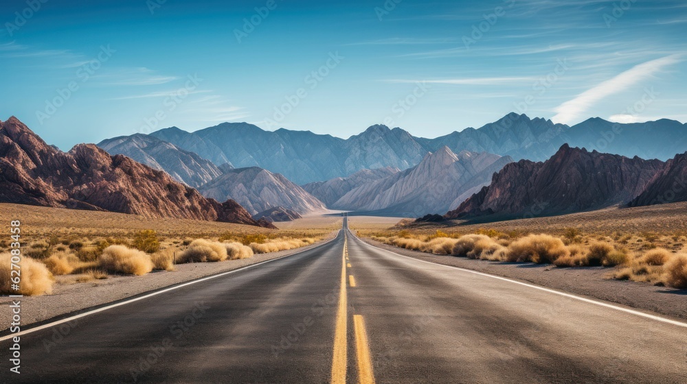 road to the mountains through the Arizona desert road to the mountains through the Arizona desert
