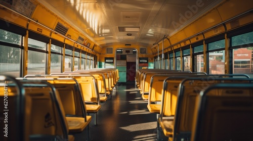 School bus interior. Back to school concept