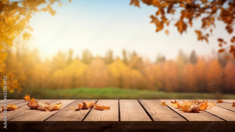 autumn leaves on wooden table background for product display autumn leaves on wooden table background for product display