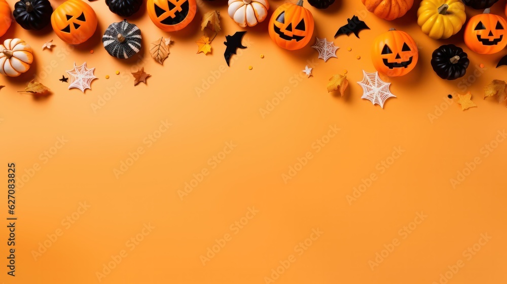 halloween pumpkin background with copyspace - obrazy, fototapety, plakaty 