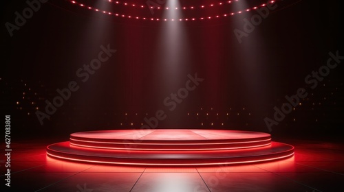 Empty stage podium with spotlight for performace photo