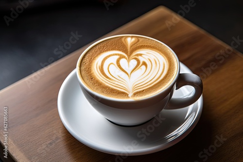 Latte art cappuccino coffee, generative AI