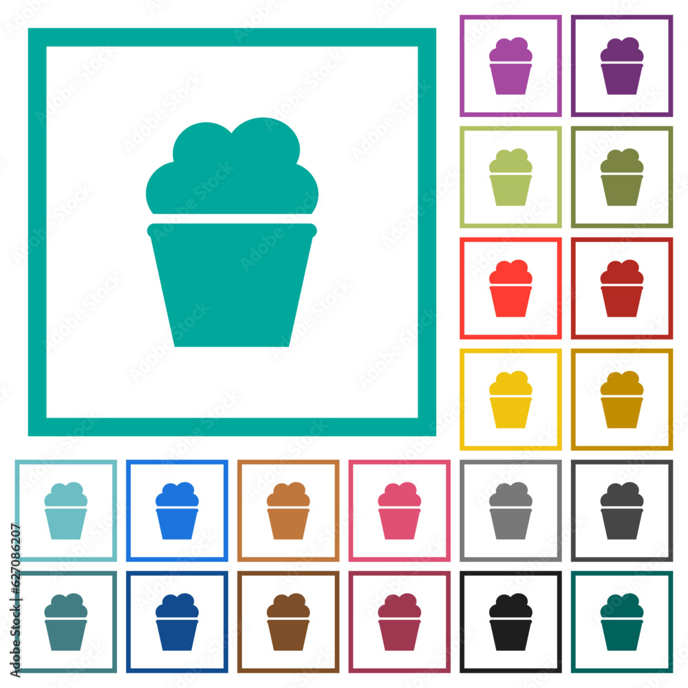 Shake with cream solid flat color icons with quadrant frames