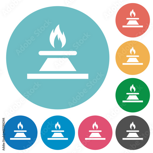 Kitchen gas stove flat round icons